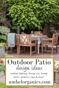 Patio with dining set and plants