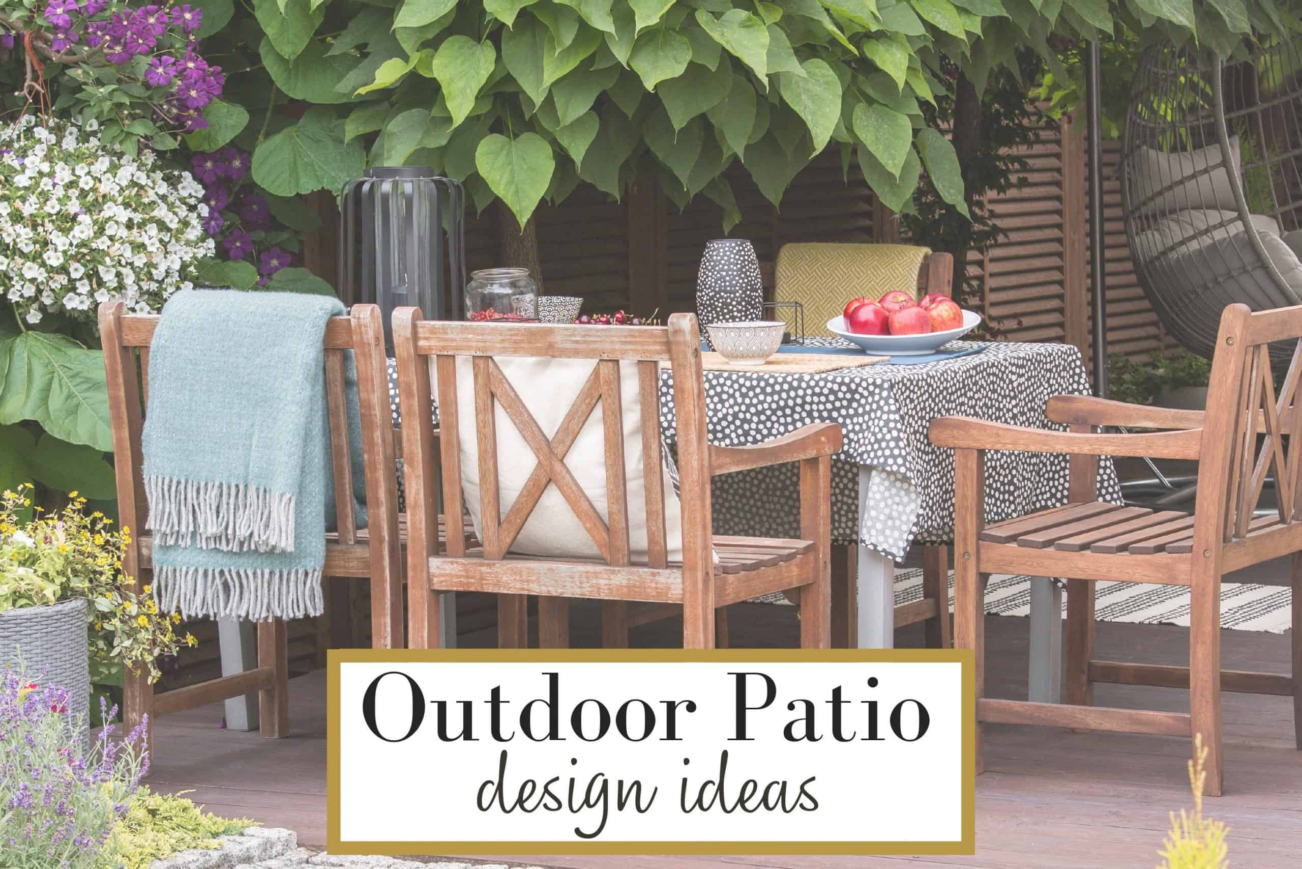 Outdoor patio with dining set and plants