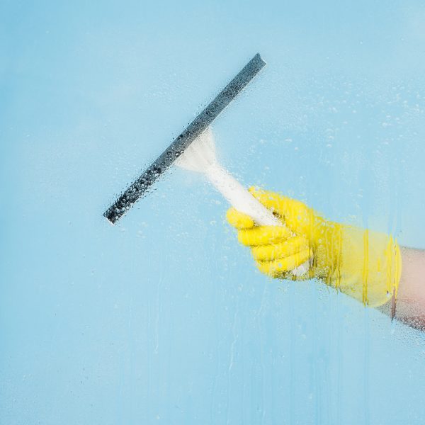 Squeegee on Wet Glass