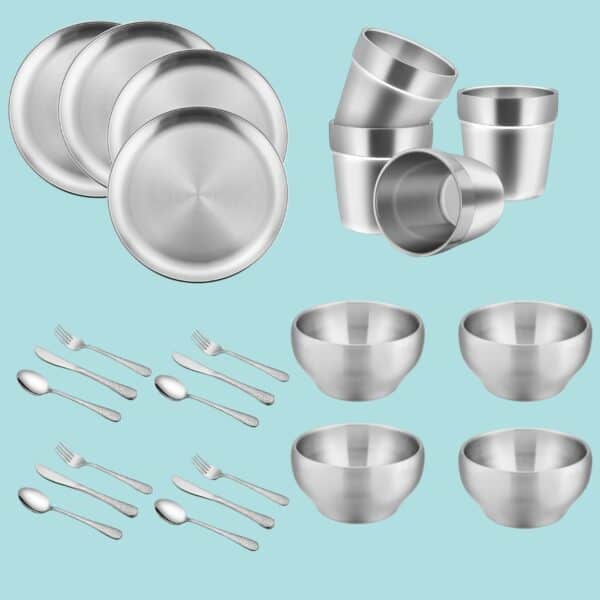 Stainless steel kids clearance dishes