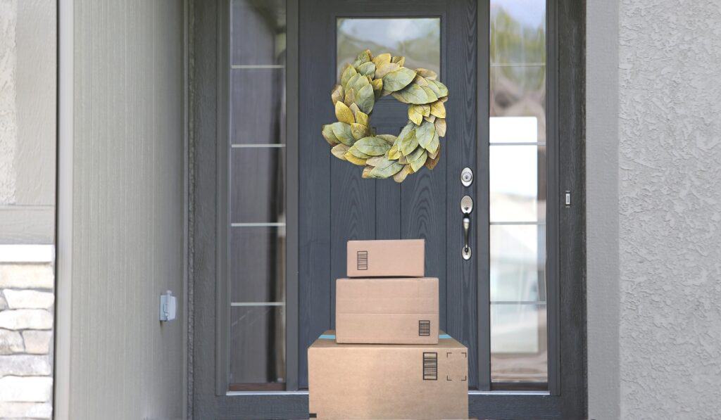 Amazon boxes on the holiday doorstep